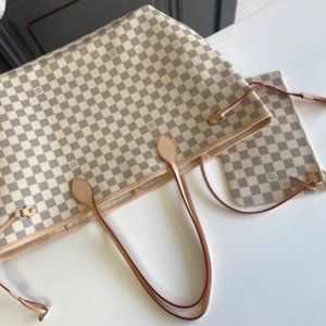 LV Mm White Damier Azur Tote Bag